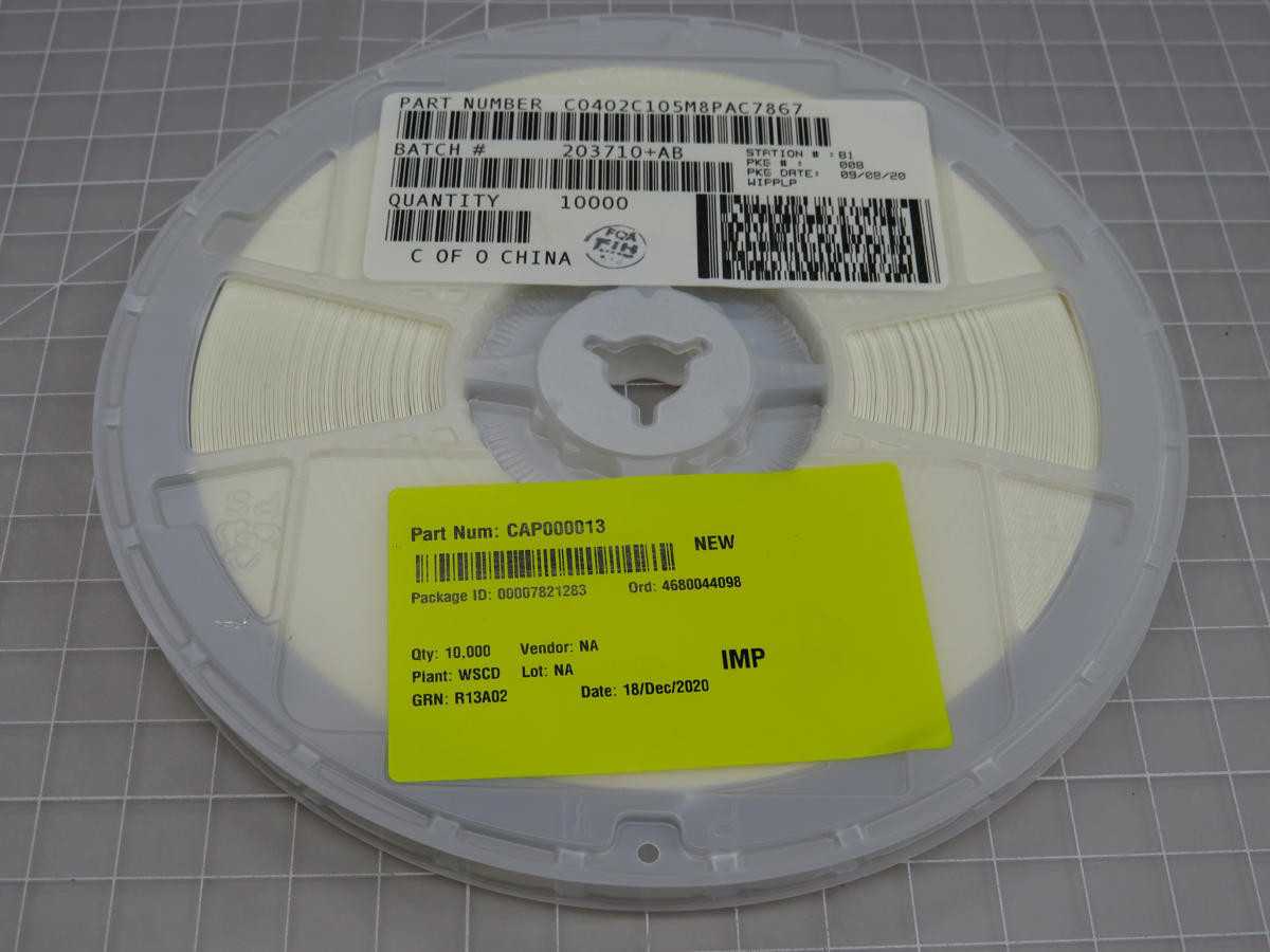 LOT OF 10000 KEMET C0402C105M8PACTU CERAMIC CAPACITOR T204981 - ELECTRICAL COMPONENTS