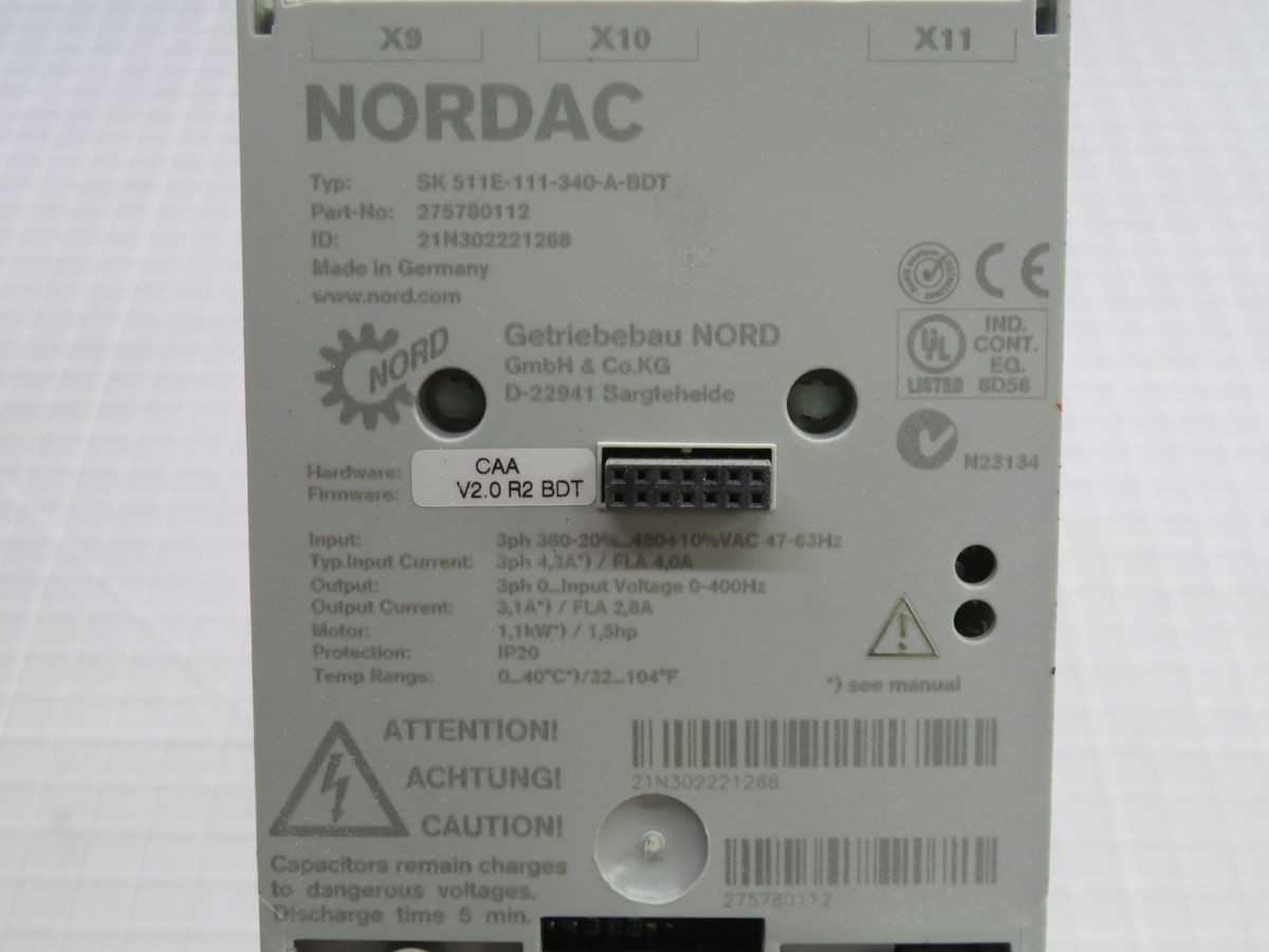 NORDAC 275780112 SK 5116-111-340-A-BDT INVERTER DRIVE T261134 - GEARMOTOR