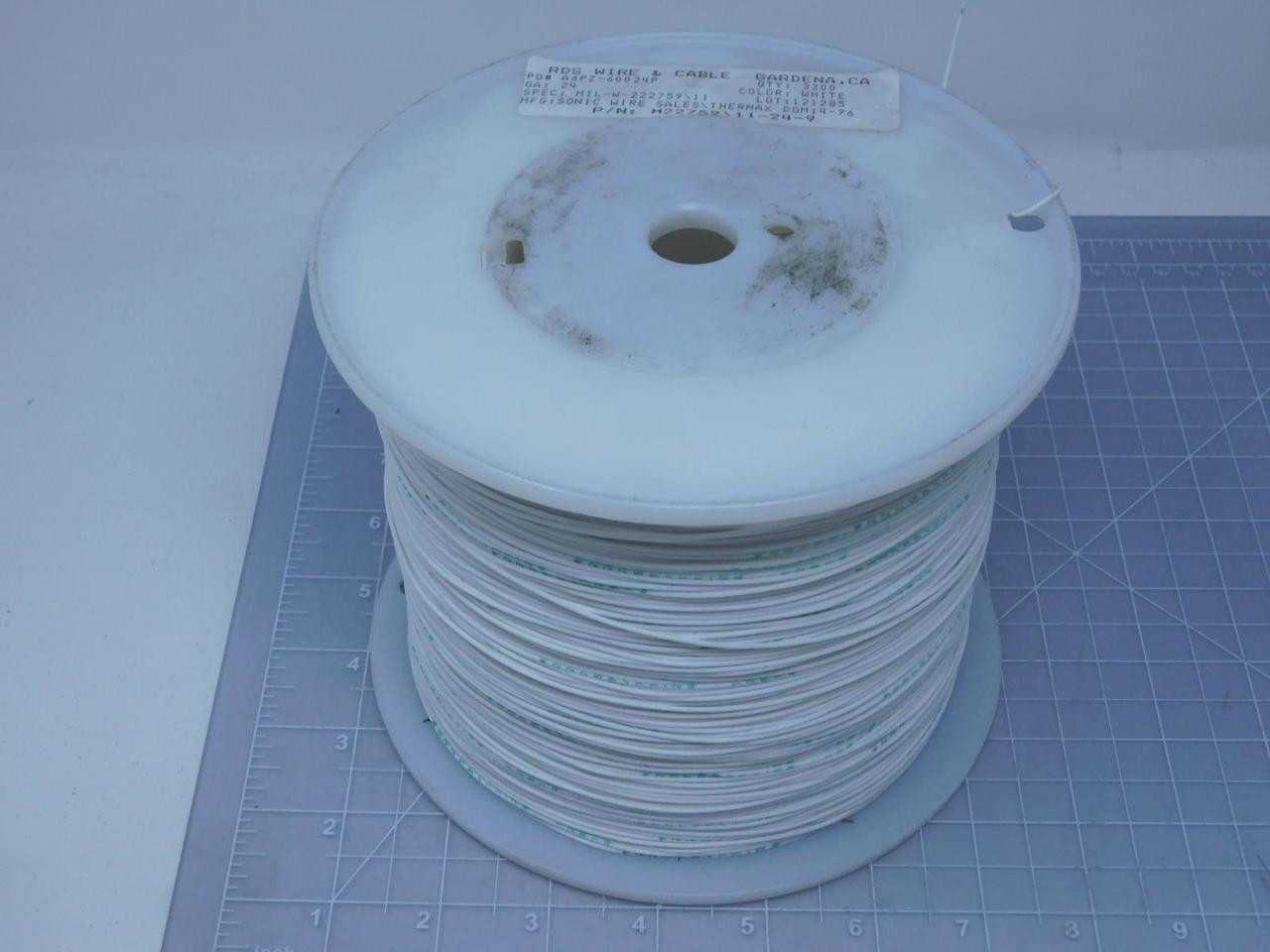 LOT OF 3200 FT SONIC WIRE SALES M22759/11-24-9 WHITE HOOK UP WIRE 24 AWG 600 V T131812 - ELECTRICAL WIRE