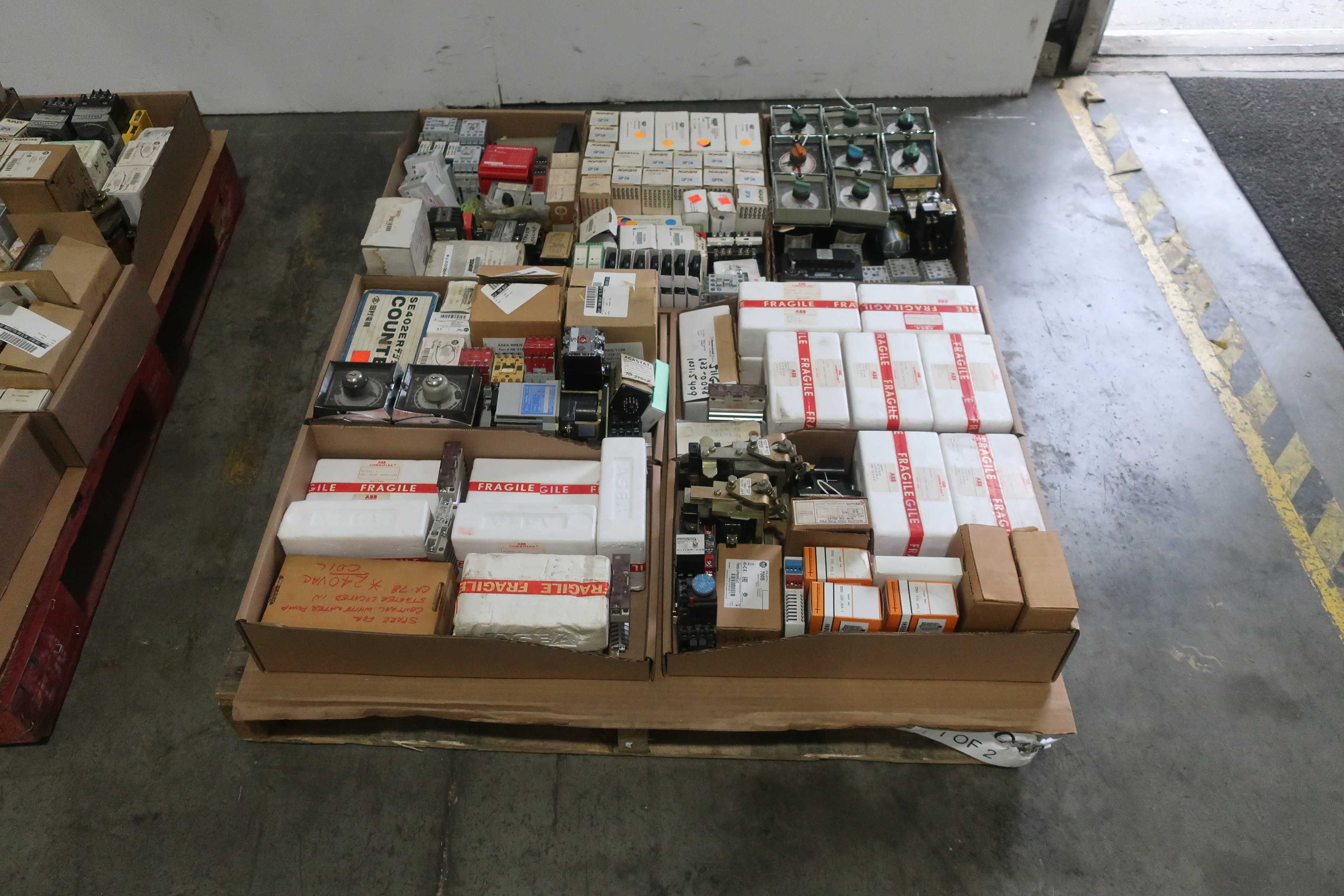 SKU 1763042 - 2 PALLETS OF ASSORTED RELAYS, COUNTERS, AND TIMERS - ELECTRICAL RELAYS
