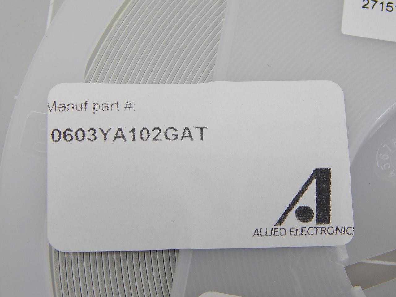 Lot Of 4000 AVX 0603YA102GAT MLCC Capacitors 16V 1000PF C0G 0603 2% Tolerance - ELECTRICAL COMPONENTS
