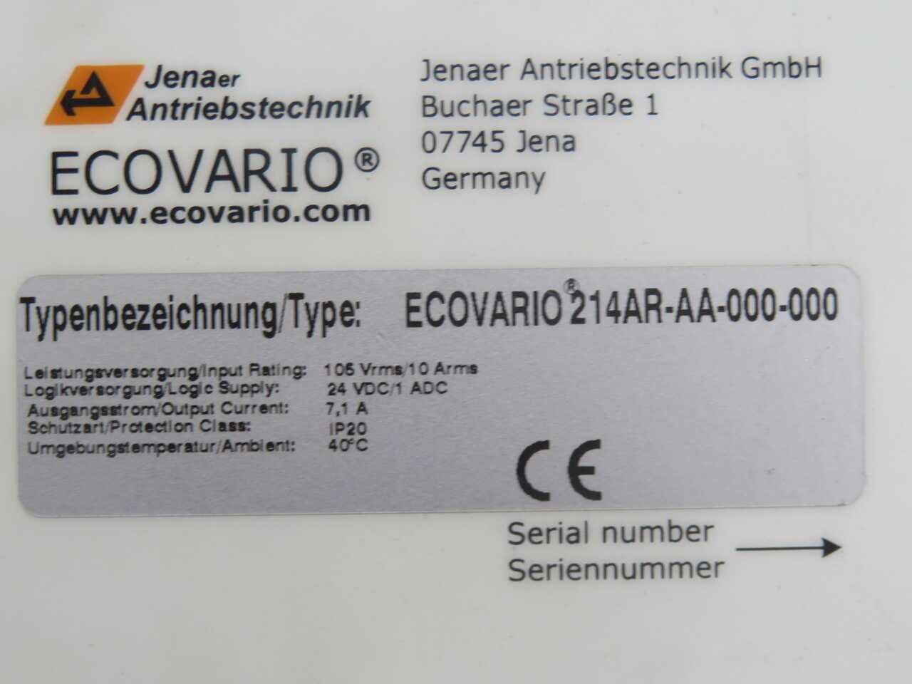 ECOVARIO 214AR-AA-000-000 SINGLE-AXIS SERVO AMPLIFIER/DRIVE - SERVO DRIVES
