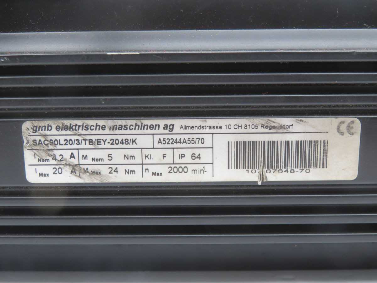 GMB SAC90L20/3/TB/EY-2048/K SERVO MOTOR T246620 - SERVO