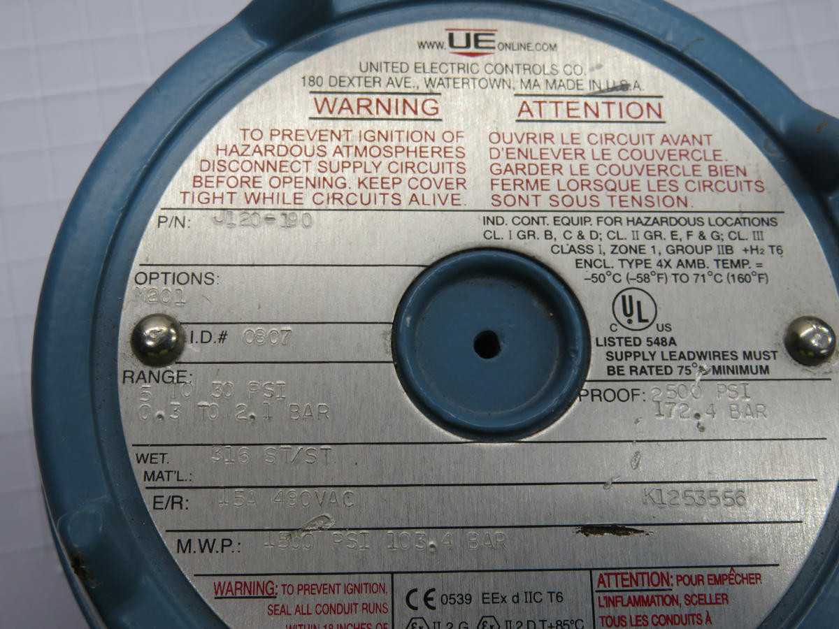 United Electric J120-180 Differential Explosion Proof Pressure Switch - SWITCHES