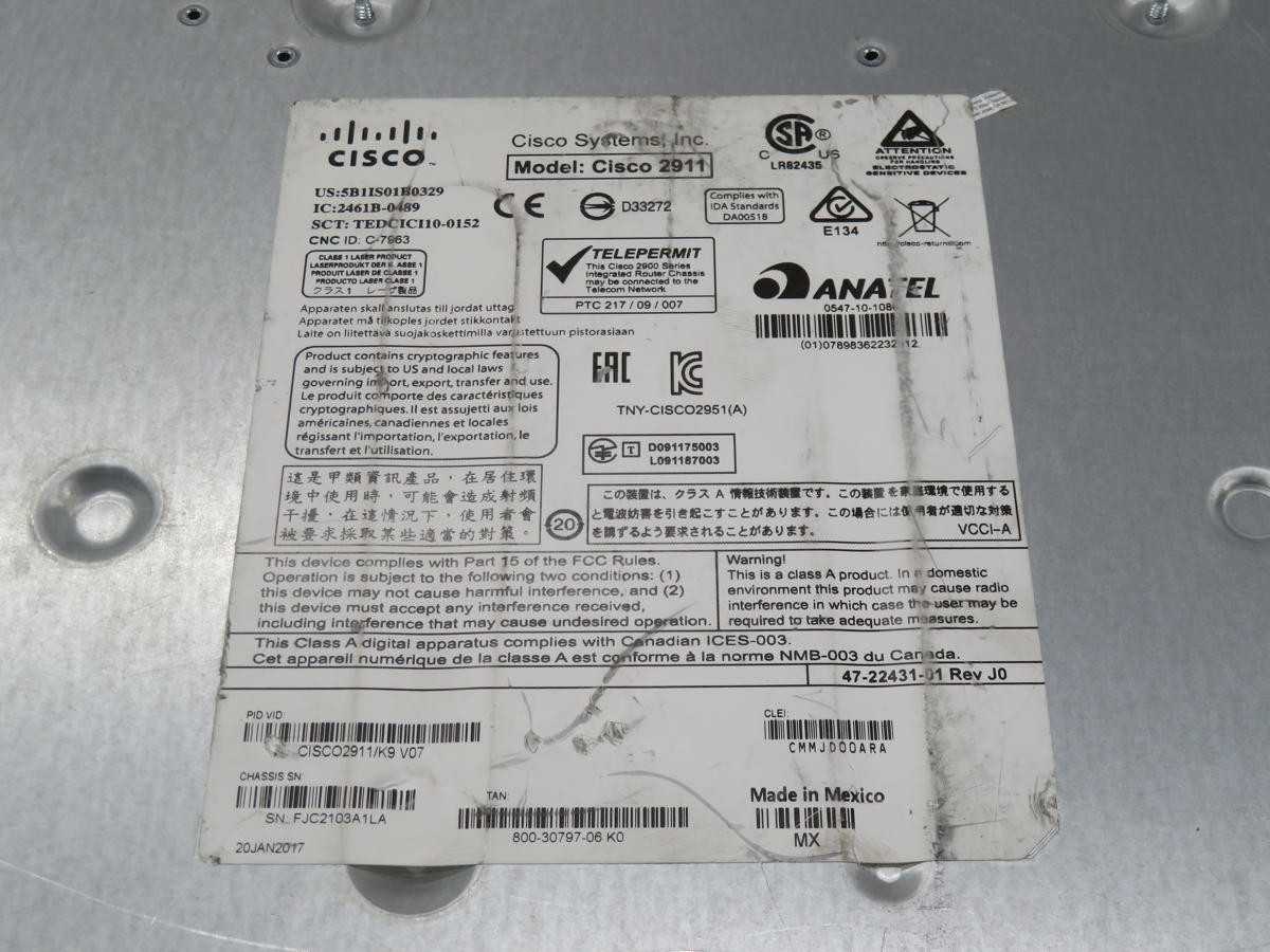 CISCO 47-22431-01 2900 INTEGRATED SERVICES ROUTER T236212 - ELECTRONIC COMPONENTS