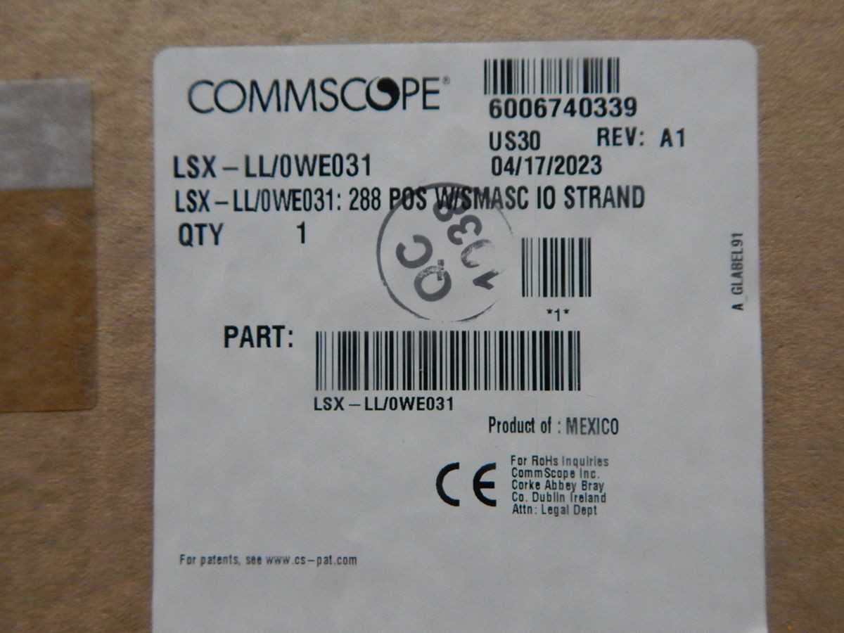 COMMSCOPE LSX-LL/0WE031 LSX SERIES FIBER PATCH PANEL 288 POS W SMASC IO STRAND - FIBER OPTIC CABLE