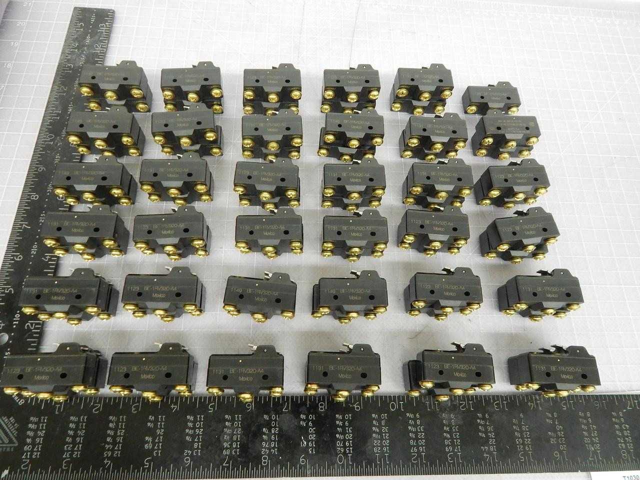 LOT OF 71 MICRO SWITCH BE-1RV320-A4 BASIC / SNAP ACTION SWITCHES BASIC SW SPDT 25 A 250 VAC STR LVR - SWITCHES