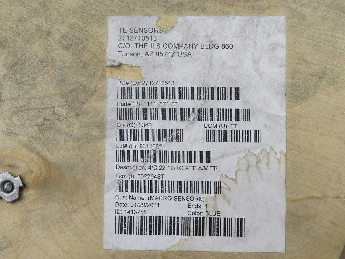 LOT OF 3300FT TE 11111571-00 CABLE SUBMERSIBLE 4/C 22 19/TC XTF A/M TF T215720 - ELECTRICAL WIRE