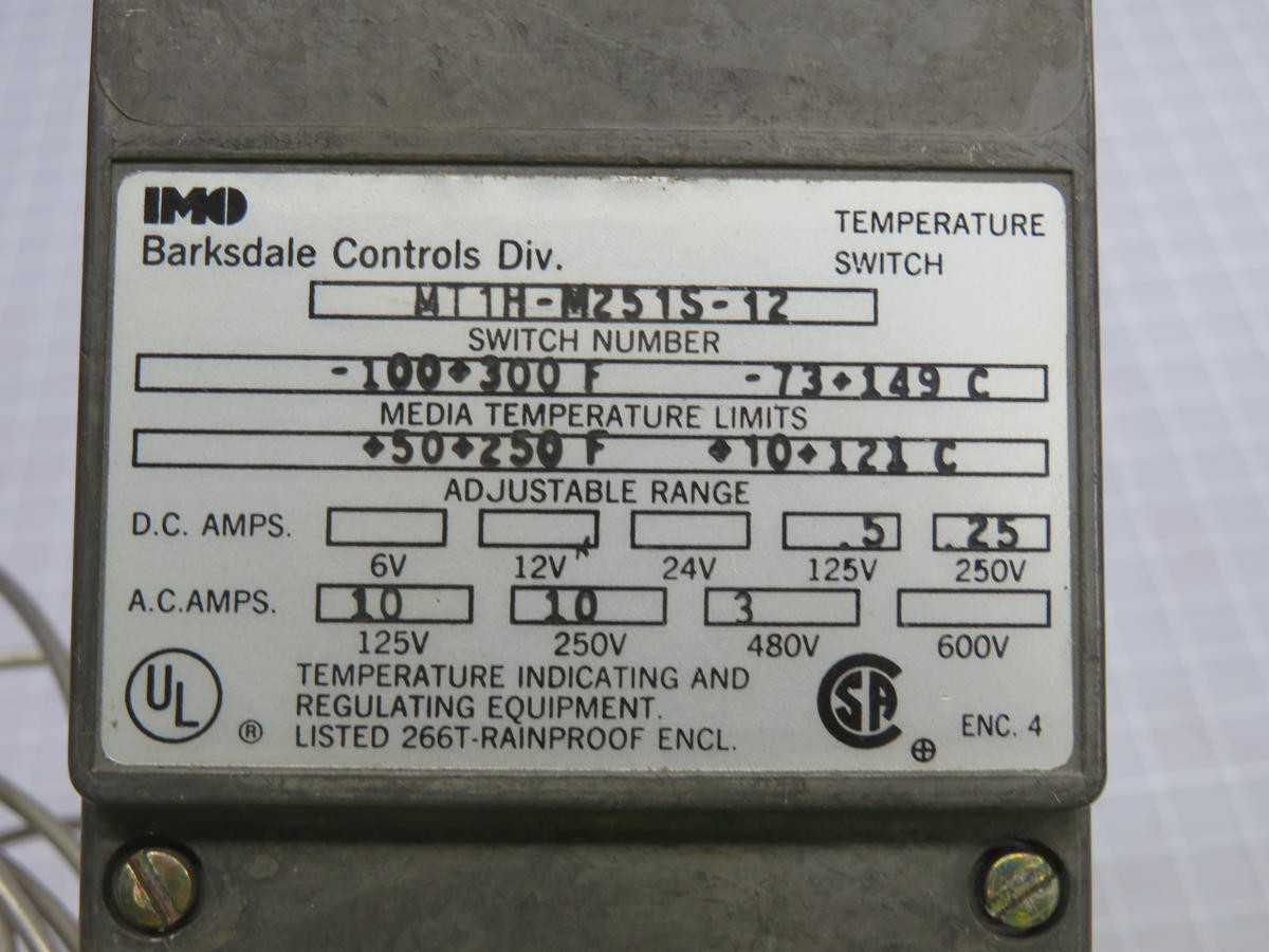 Barksdale MT1H-M251S-12 Temperature Switch T239152 - TEMPERATURE CONTROL COMPONENTS