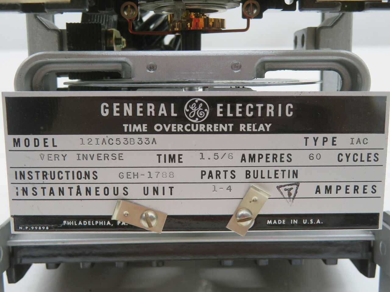 GE 12IAC53B33A TIME OVERCURRENT RELAY T211681 - ELECTRICAL COMPONENTS