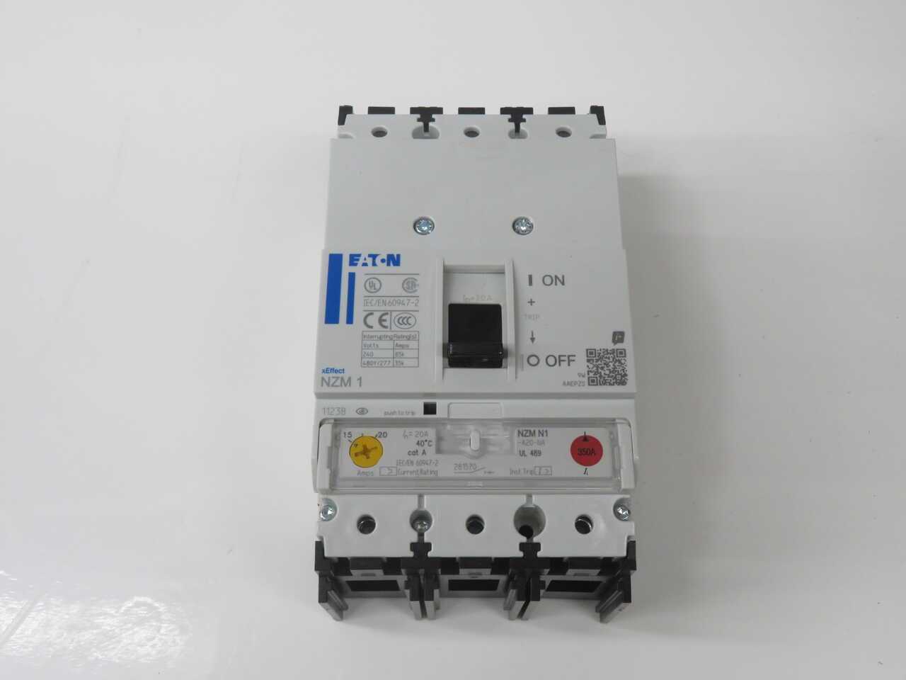 EATON NZMN1-A20-NA 281570 3-POLE MOLDED CASE CIRCUIT BREAKER, 20A, 50KA, THERMAL-MAGNETIC - CIRCUIT BREAKERS