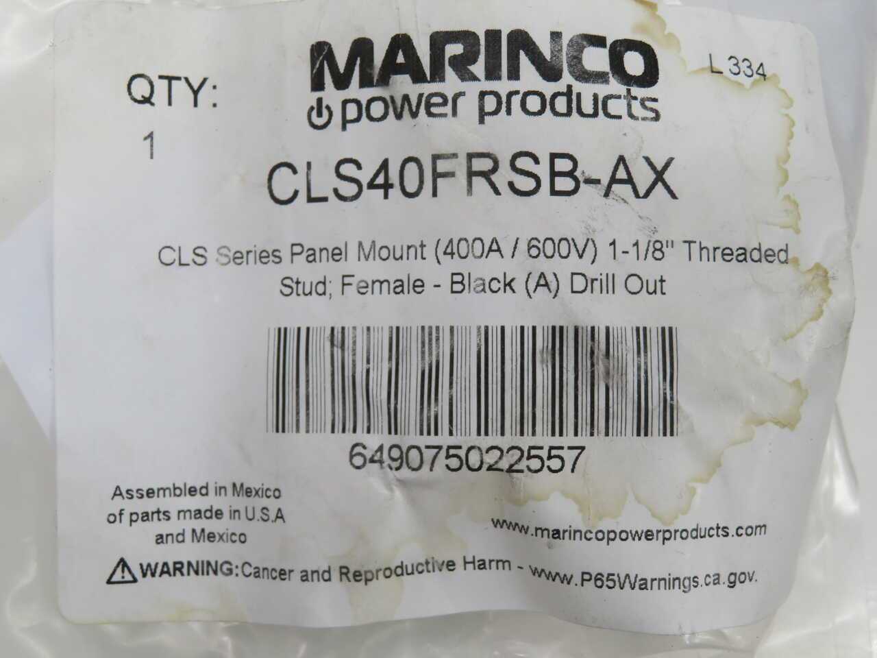 Lot Of 65 Marinco CLS40FRSB-AX Panel-Mount Receptacles, 400A/600V - BUSWAY