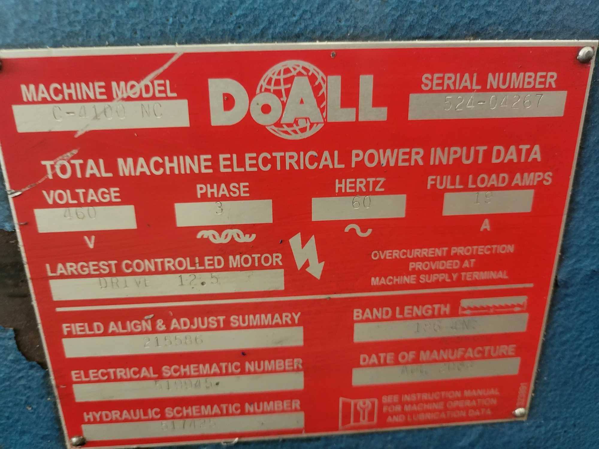 2004 DoALL C-4100 NC 16" Programmable Horizontal Bandsaw, 10 HP Heavy Duty - HORIZONTAL BAND SAWS