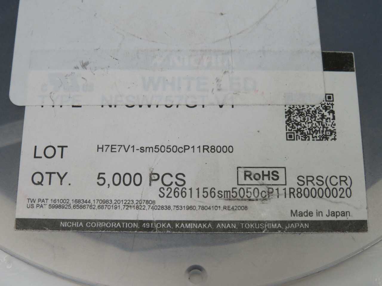 LOT OF 3000 NICHIA FLX-001-0647 NF2W757GT-V1 MID POWER WHITE LED CHIP WITH DATA SHEET T171462 - LIGHTING