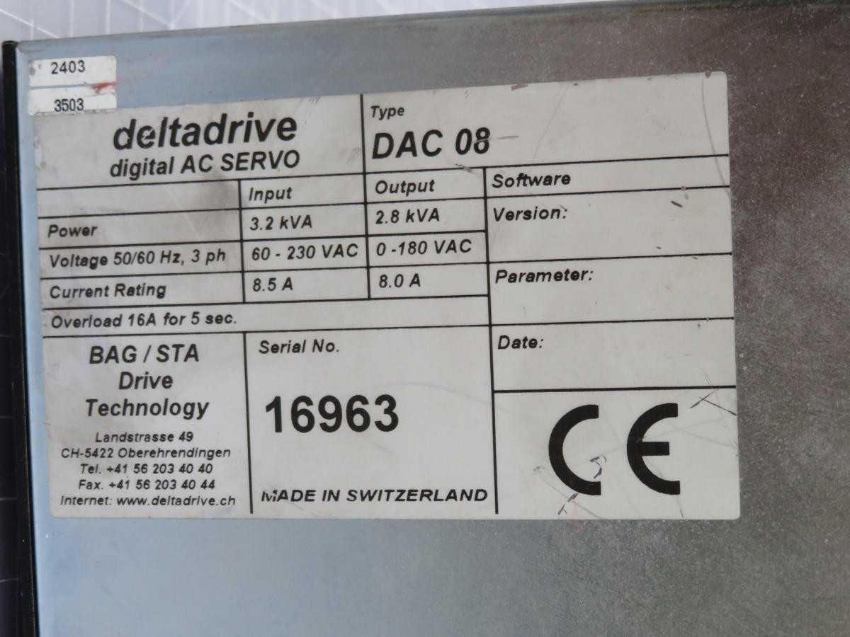 DELTADRIVE DAC08 DIGITAL AC SERVO DRIVE T211214 - AC VFD DRIVES