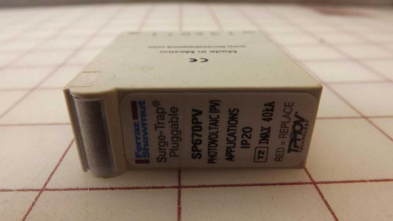 LOT OF 10 FERRAZ SHAWMUT SP670PV SURGE-TRAP PLUGGABLE SURGE PROTECTIVE DEVICE T31980 - SURGE SUPPRESSOR LOT OF 10 FERRAZ SHAWMUT SP670PV SURGE-TRAP PLUGGABLE SURGE PROTECTIVE DEVICE T31980 - SURGE SUPPRESSOR