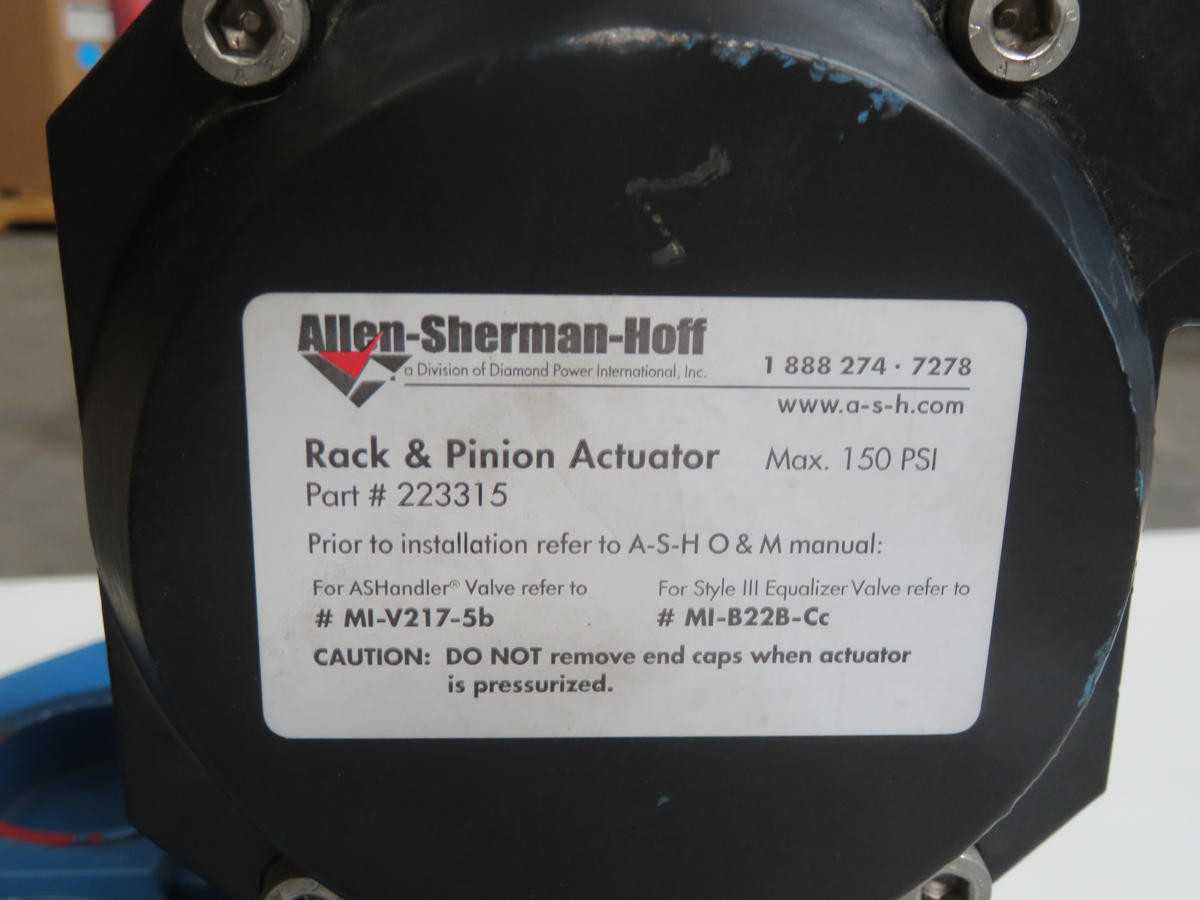 ALLEN SHERMAN HOFF 223315 RACK AND PINION ACTUATOR T209714 - VALVES