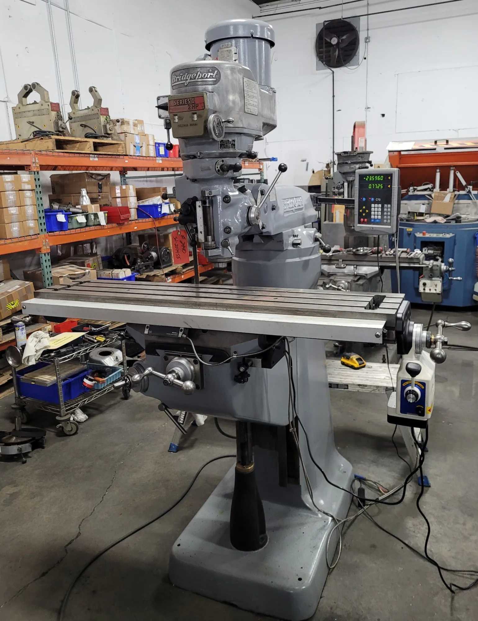 Bridgeport Series 1 2 HP Vertical Knee Mill, 9"x48" Table, Newall DRO, Power Feed - VERTICAL MILLING MACHINES