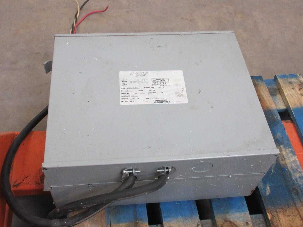 JEFFERSON ELECTRIC 213-0147-055 TRANSFORMER 9 KVA 3 PH T96189 - POWER TRANSFORMERS JEFFERSON ELECTRIC 213-0147-055 TRANSFORMER 9 KVA 3 PH T96189 - POWER TRANSFORMERS