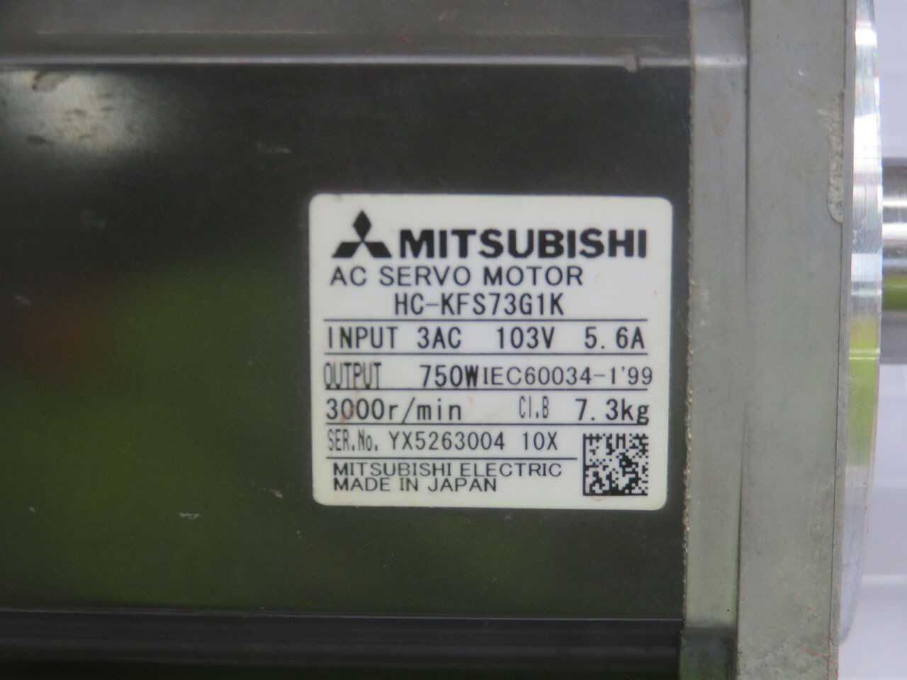 MITSUBISHI HC-KFS73G1K AC SERVO MOTOR T245254 - SERVO
