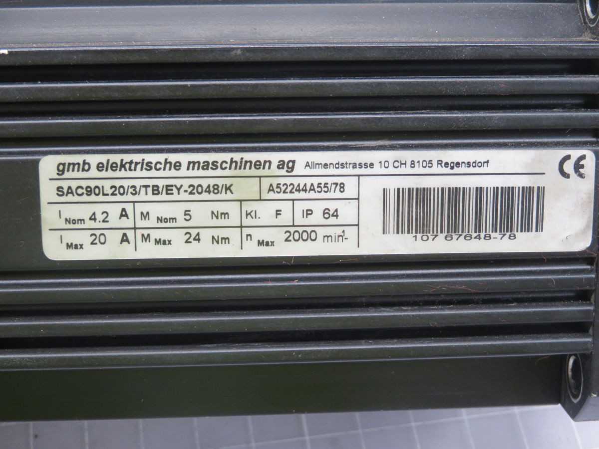 GMB SAC90L20/3/TB/EY-2048/K SERVO MOTOR T248011 - SERVO