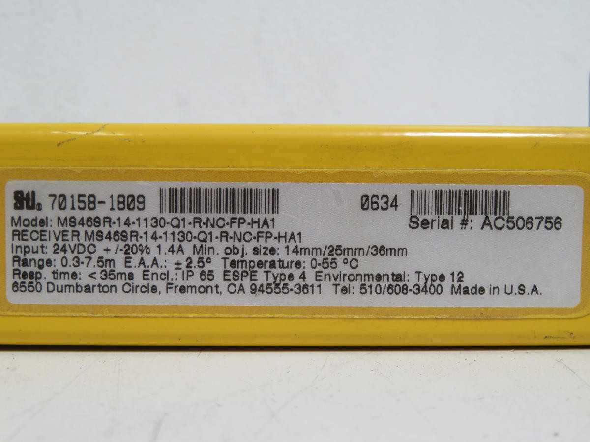 Omron MS46SR-14-1130-Q1-R-NC-FP-HA1 Light Curtain Receiver 24V-DC - SENSORS