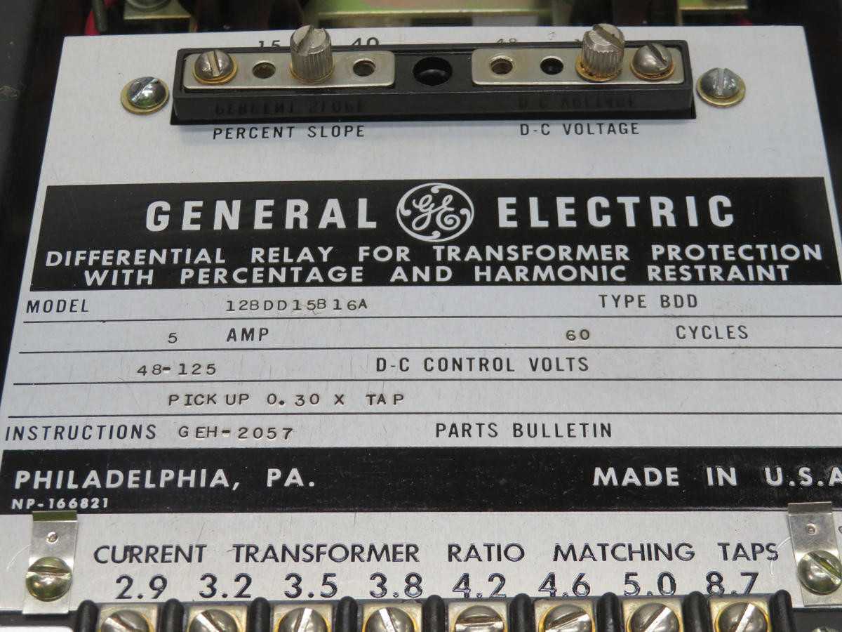 GE 12BDD15B16A DIFFERENTIAL RELAY TRANSFORMER PROTECTION HARMONIC RESTRAINT BDD1 T210248 - ELECTRICAL COMPONENTS