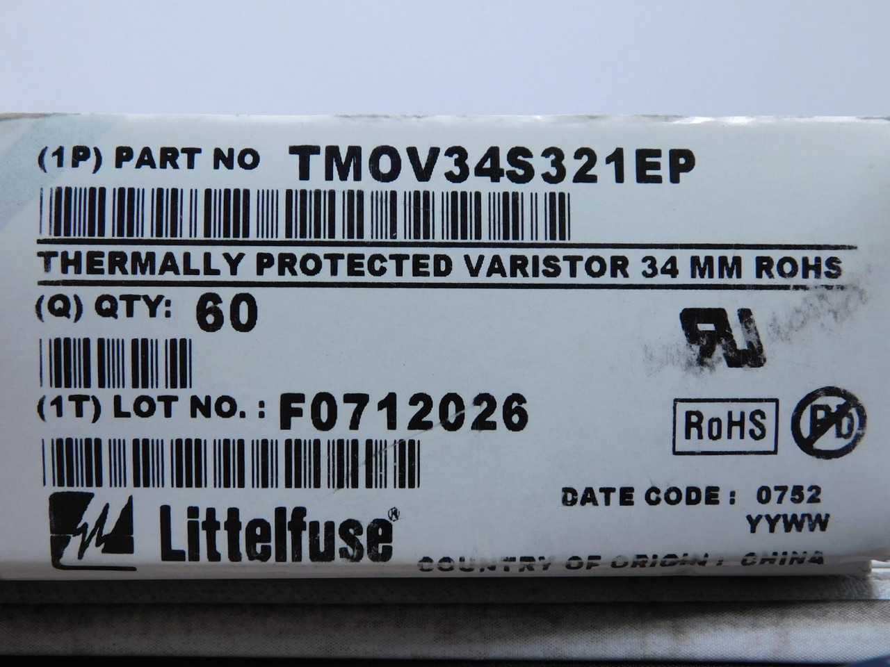 Lot Of 60 Littelfuse TMOV34S321EP Thermally Protected Varistor 34mm Disc - CIRCUIT BREAKERS