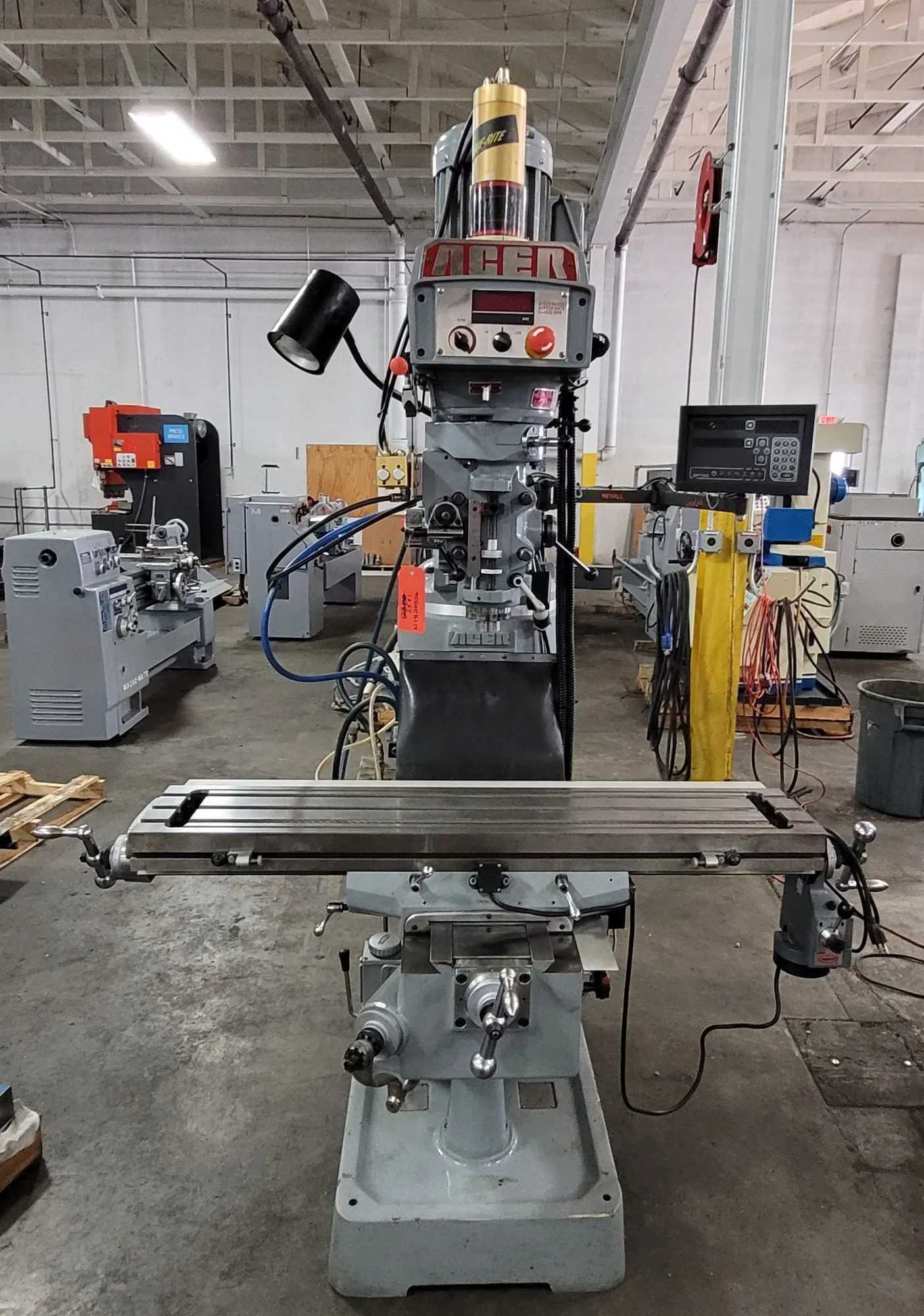 2017 ACER E-MILL 3VS-II VERTICAL MILL, 3HP, 9X49 TABLE, R8, 4500 RPM, DP700 DRO, DRAWBAR - VERTICAL MILLING MACHINES