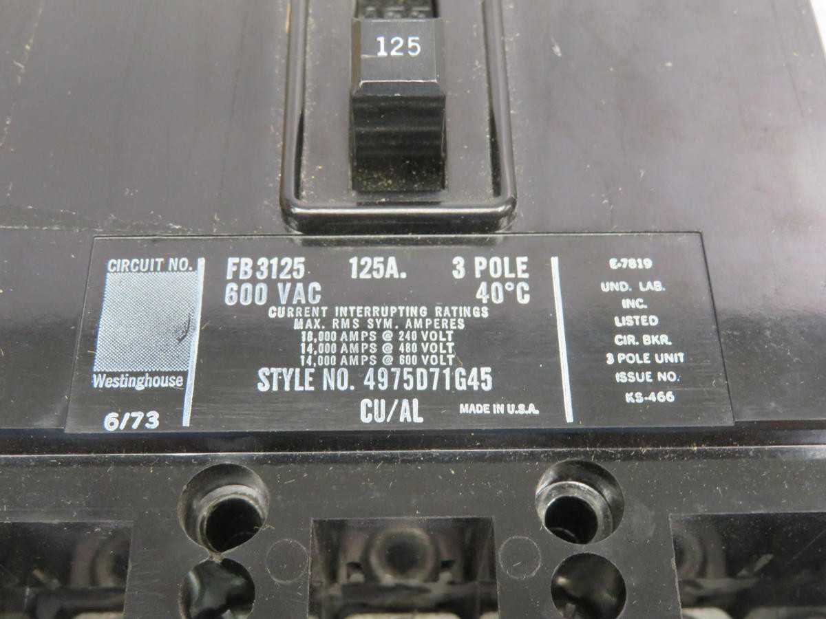 Westinghouse FB3125 Thermal Magnetic Molded Case Circuit Breaker T1 - CIRCUIT BREAKERS