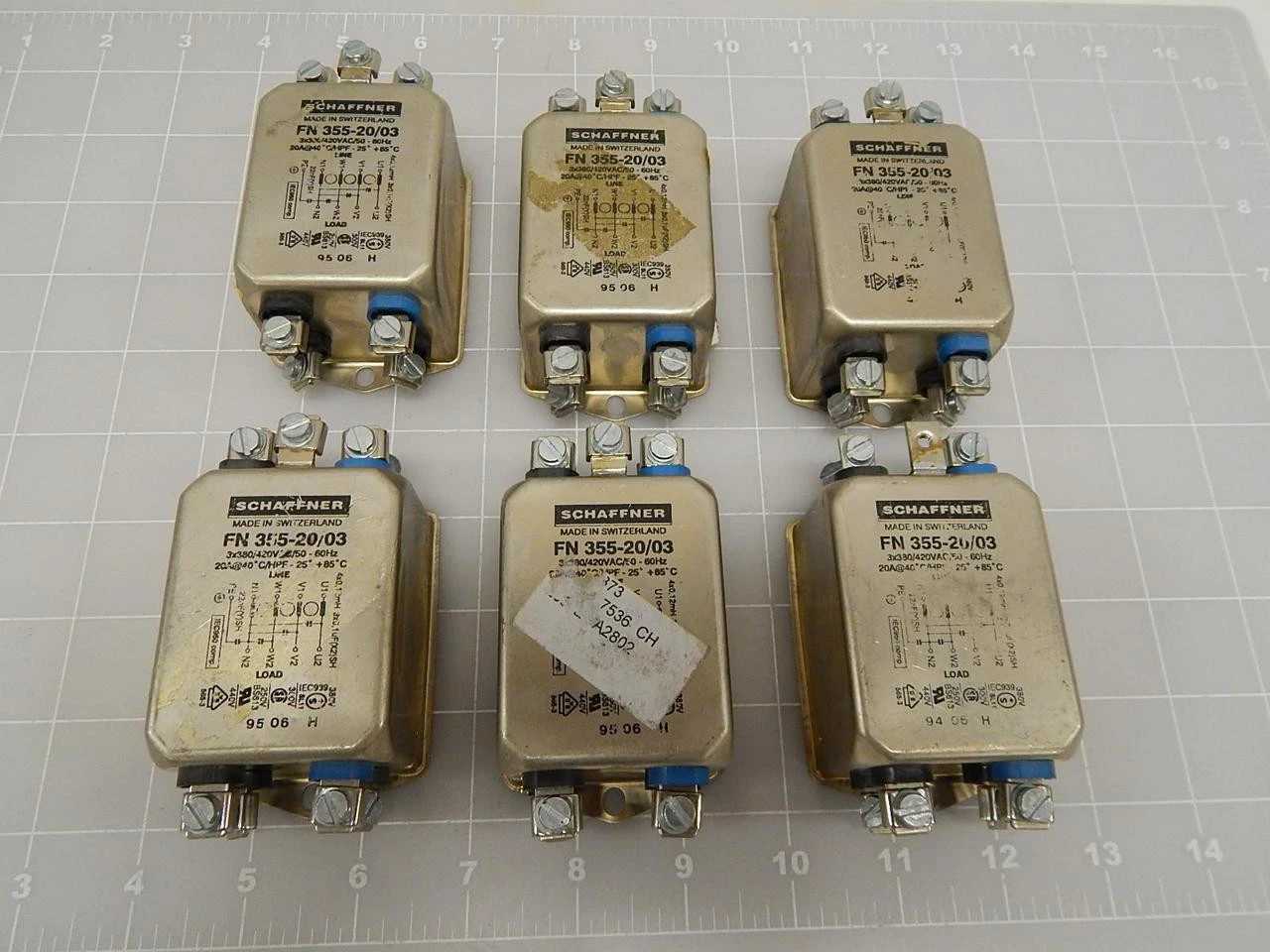 LOT OF 6 SCHAFFNER FN 355-20/03 POWER LINE FILTER T69038 - LINE FILTERS