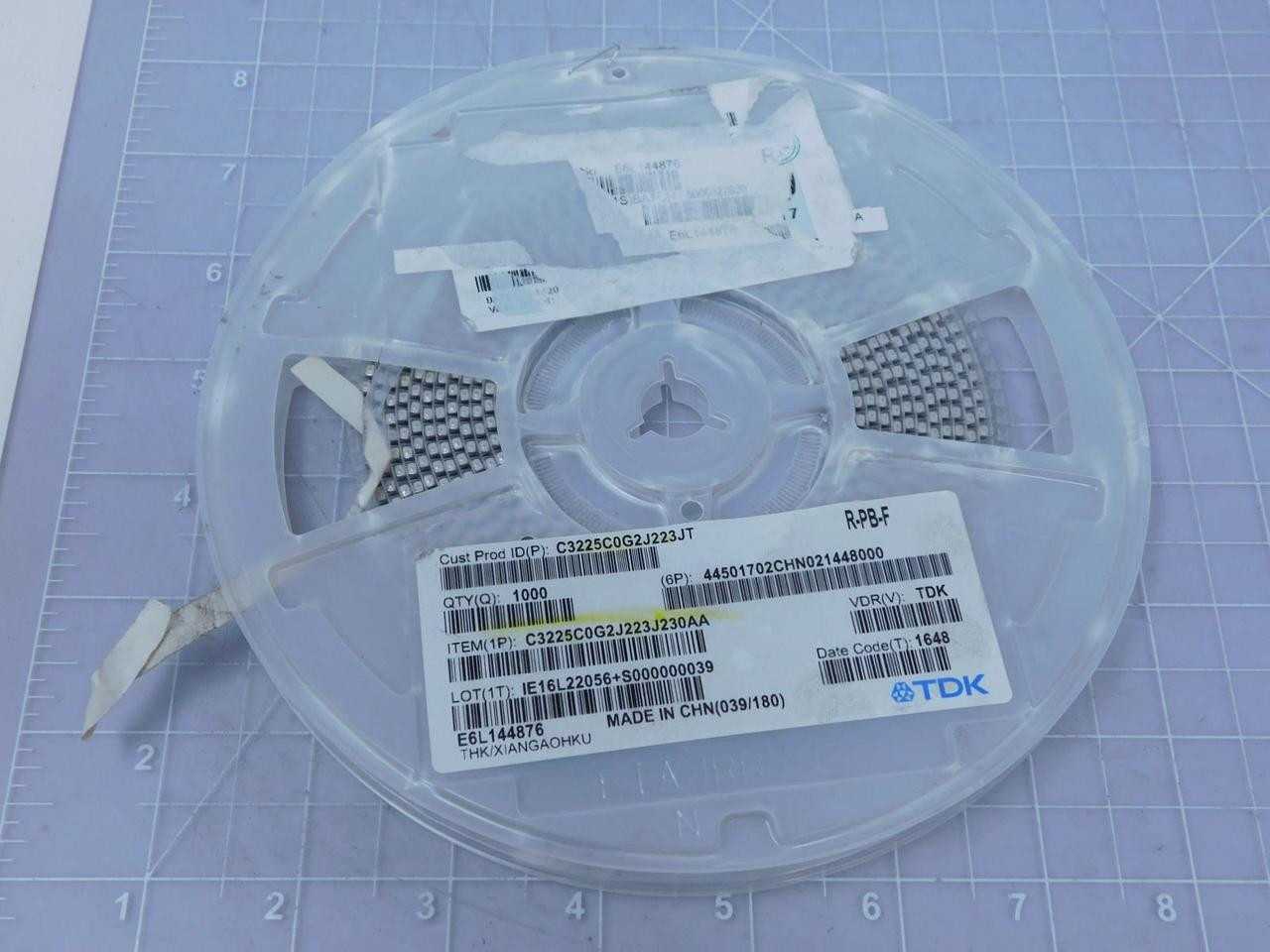 LOT OF 750 TDK C3225C0G2J223J230AA MULTILAYER CERAMIC CAPACITORS MLCC - SMD/SMT 1210 630V 0.022UF C0 - ELECTRICAL COMPONENTS