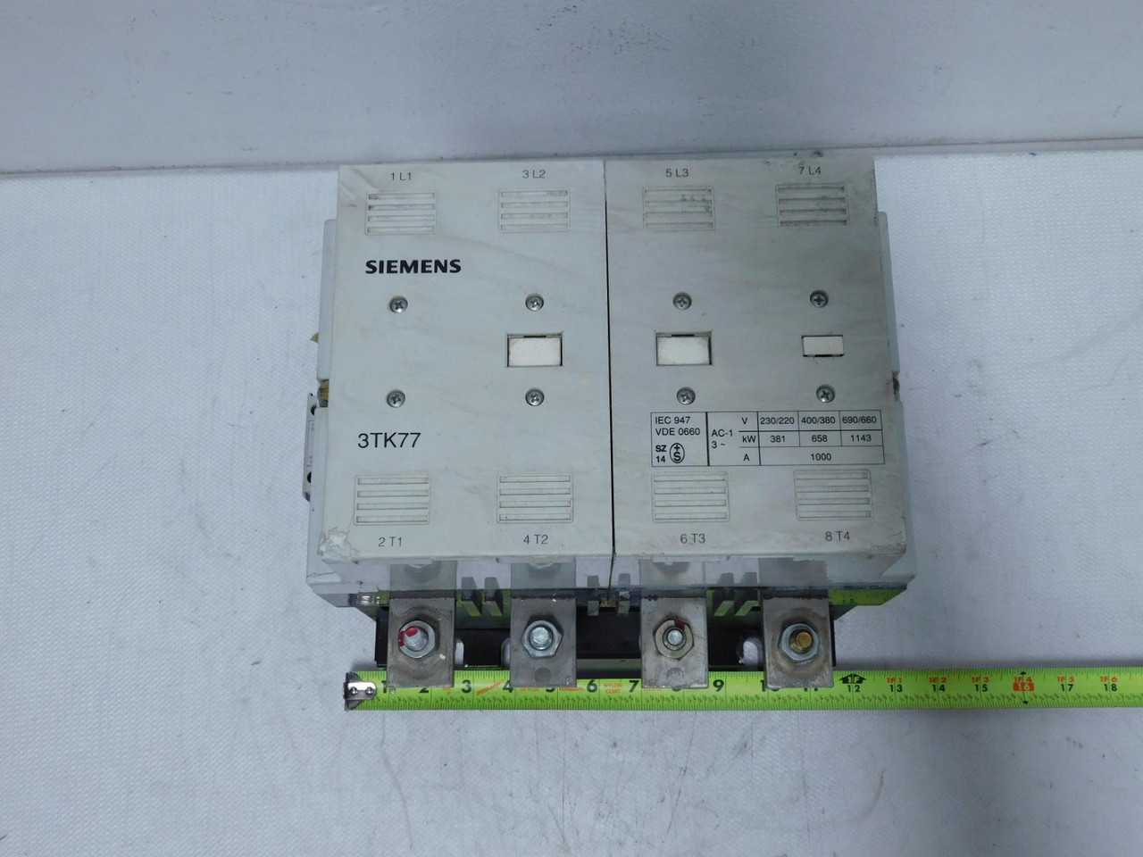 SIEMENS 3TK7740-0A CONTACTOR 4 POLE 1000 A T138658 - CONTACTORS