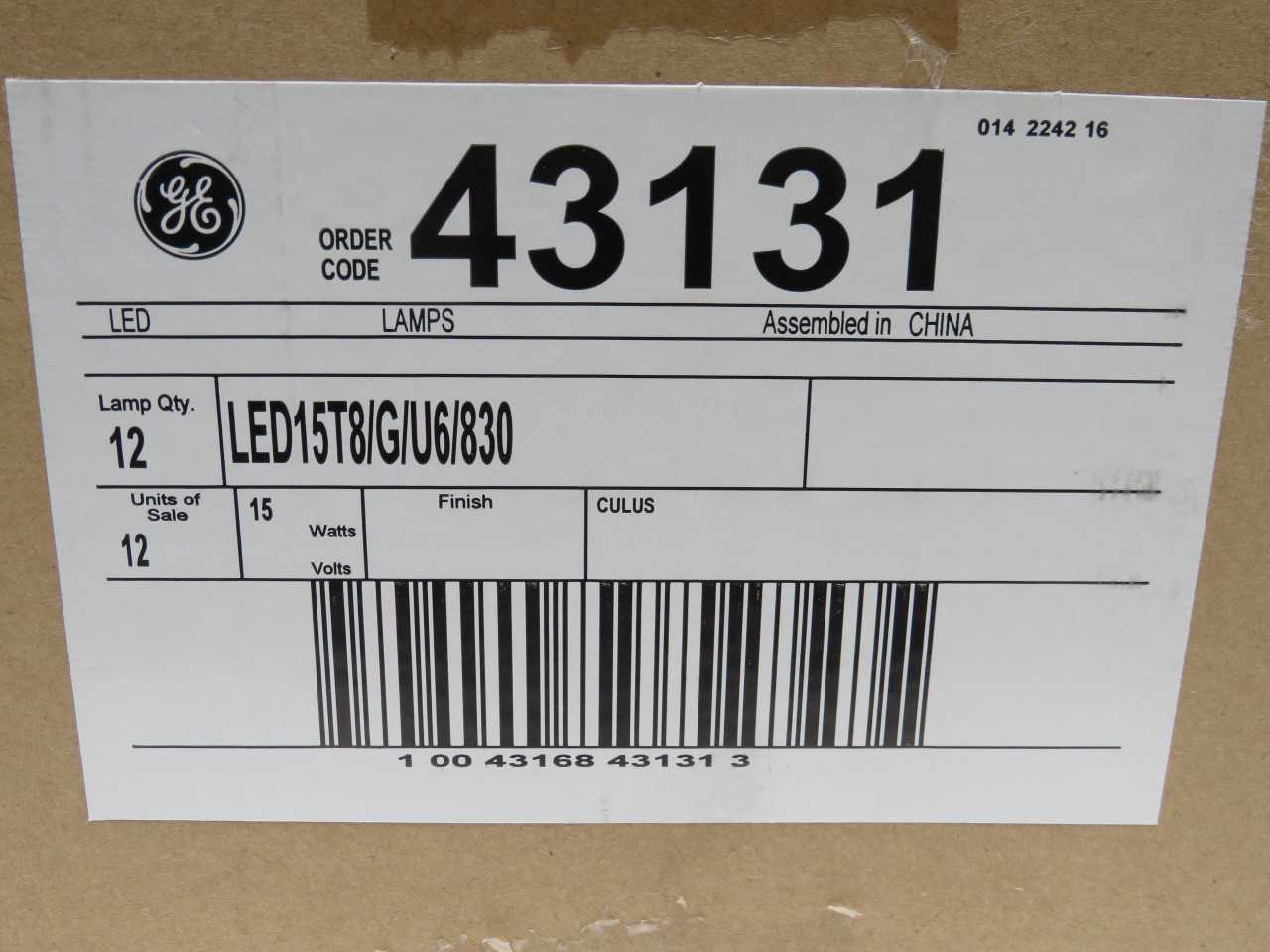 LOT OF 420 GE 43131 LED15T8/G/U6/830
T8 13 WATT 22.5 INCH U SHAPED LED TUBES MEDIUM B-PIN (G13) 300 - LIGHTING