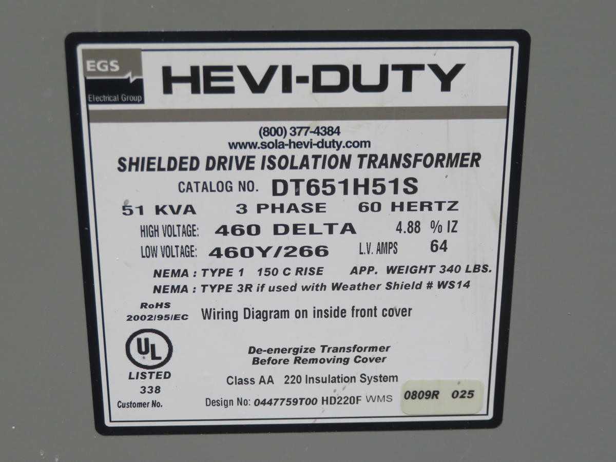 EGS DT651H51S SHIELDED DRIVE ISOLATION TRANSFORMER 51 KVA 3 PH T206098 - POWER TRANSFORMERS