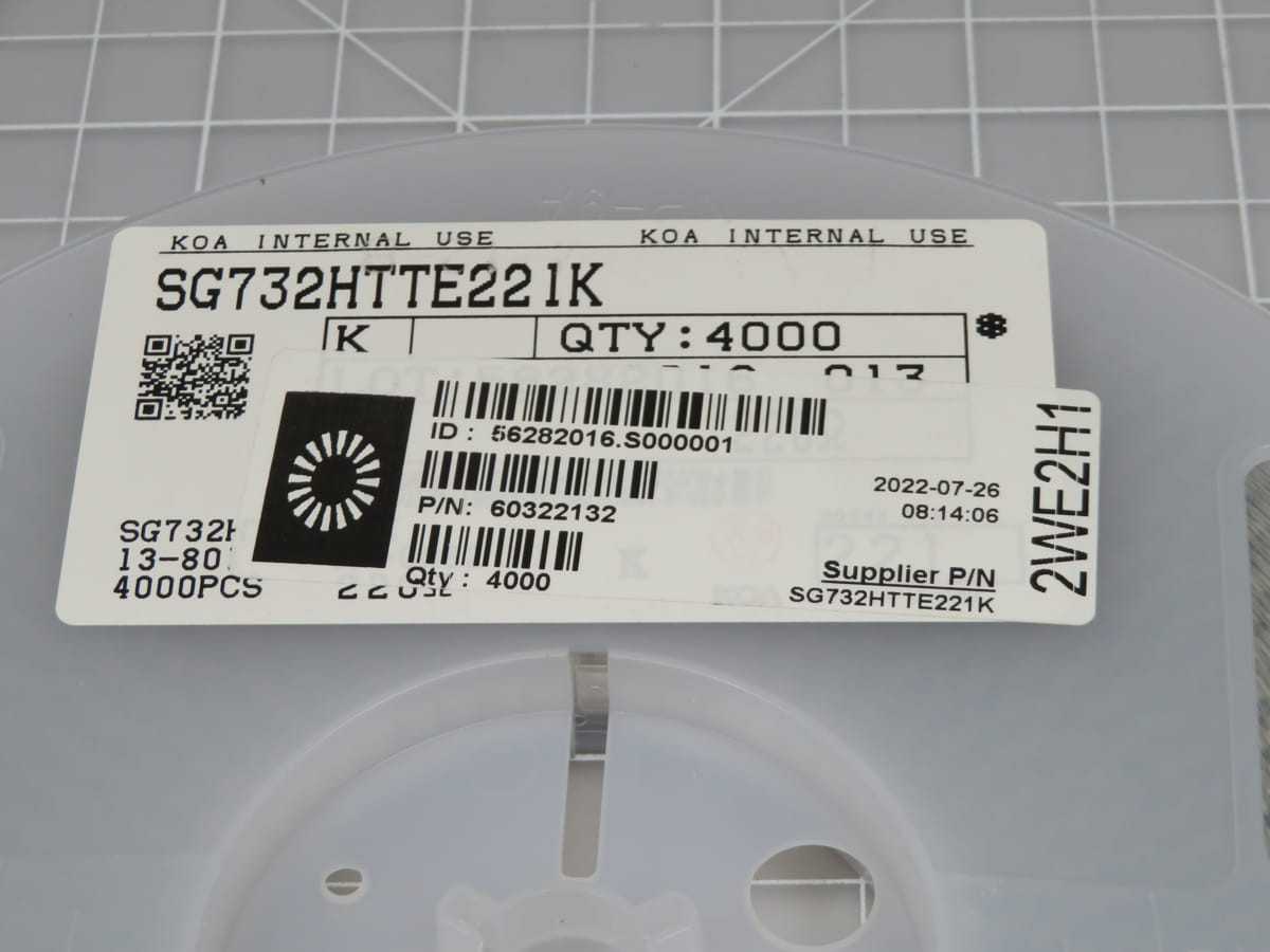 LOT OF 4000 KOA 60322132 SG732HTTE221K 220 OHM 10% 0.75 W 3/4 W CHIP RESISTOR T197246 - ELECTRICAL COMPONENTS