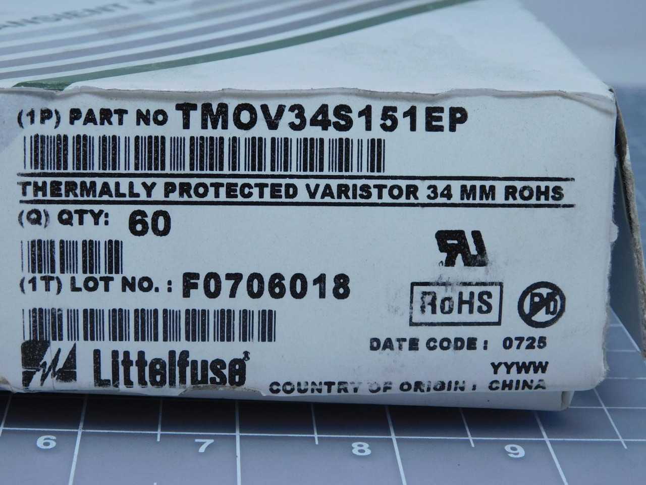 LOT OF 60 LITTELFUSE TMOV34S151EP THERMALLY PROTECTED VARISTORS 34 MM DISC T137666 - CIRCUIT BREAKERS