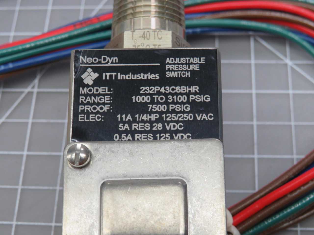ITT NEO-DYN 232P43C6BHR ADJUSTABLE PRESSURE SWITCH T163088 - SWITCHES