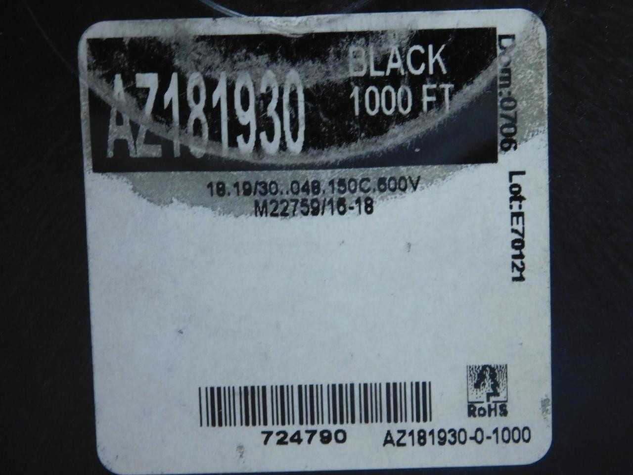 AZ181930 18 AWG Hook-Up Wire 19/30 Black 600V 900ft - High Quality Electrical Cable - ELECTRICAL WIRE