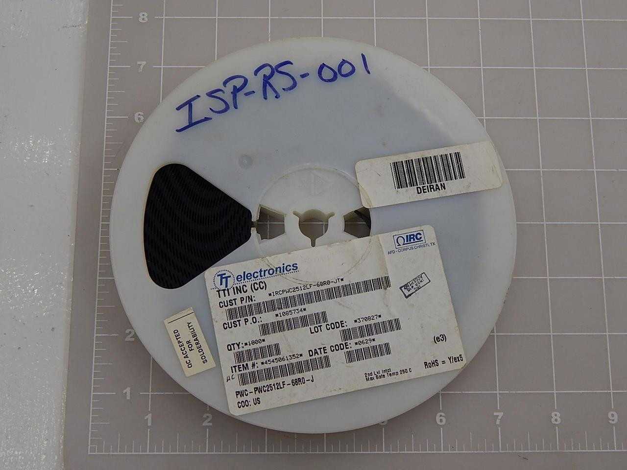 LOT OF 1800 TT ELECTRONICS PWC-PWC2512LF-68R0-J IRCPWC2512LF-68R0-JT 4545061352 THICK FILM RESISTORS - ELECTRICAL COMPONENTS