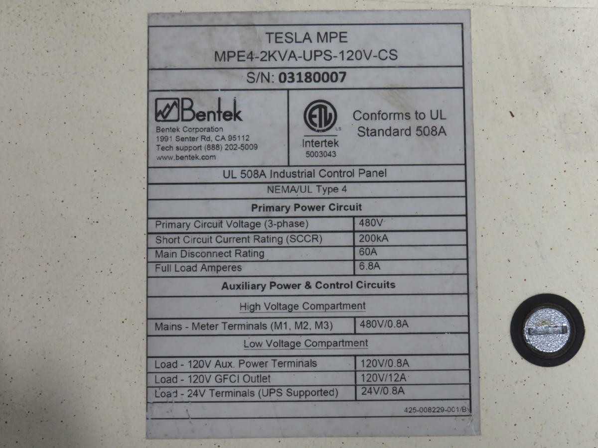 HOFFMAN MPE4-2KVA-UPS-120V-CS BENTEK SOLAR COMBINER BOX NEMA/UL TYPE 4 T192183 - ELECTRICAL COMPONENTS