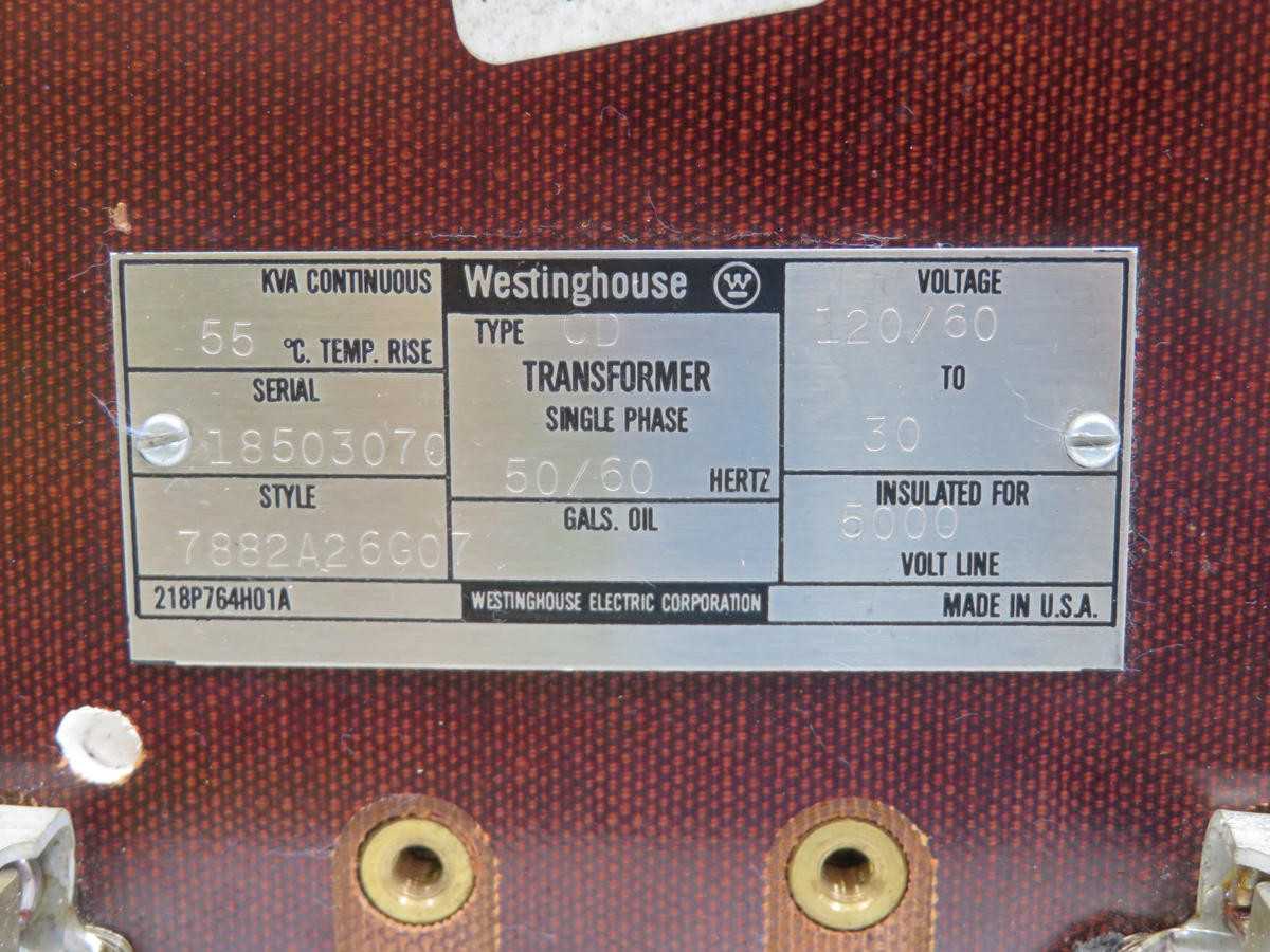 Westinghouse Type CD 7882A26G07 Single Phase Transformer T201463 - CONVERTERS