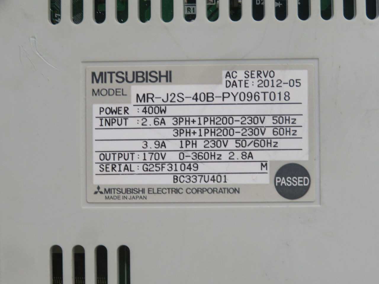 MITSUBISHI MR-J2S-40B-PY096T018 MELSERVO 400W SSCNET SERVO AMPLIFIER T245247 - SERVO