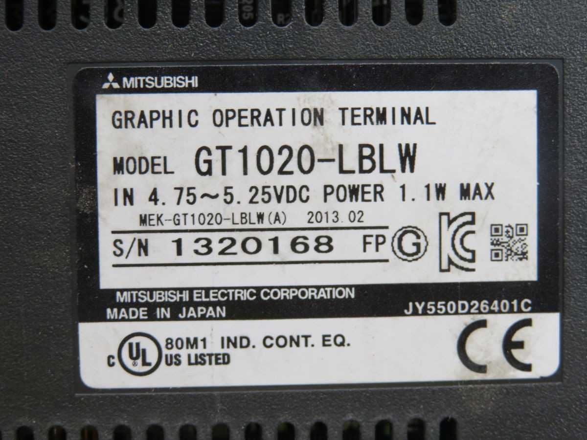 MITSUBISHI GT1020-LBLW GRAPHIC OPERATOR INTERFACE T248453 - OPERATOR INTERFACE PANELS