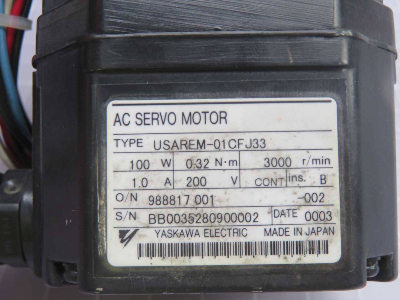 YASKAWA USAREM-01CFJ33 AC SERVO MOTOR T245613 - SERVO