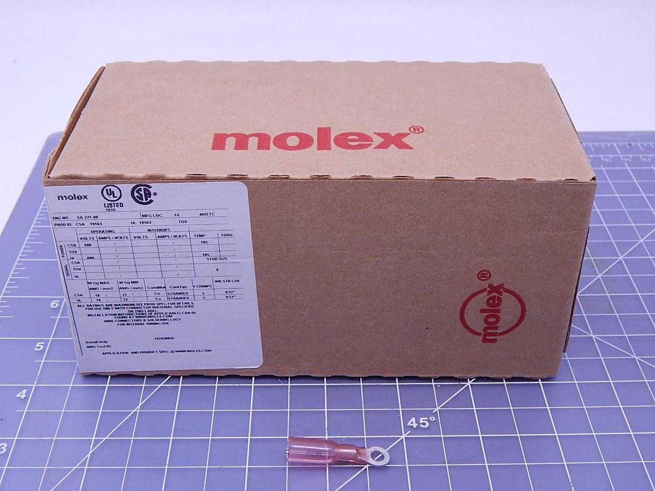 LOT OF 2000 MOLEX SA-221-08 CONN RING CIRC 18-22AWG #8 CRIMP T108379 - TERMINAL BLOCKS