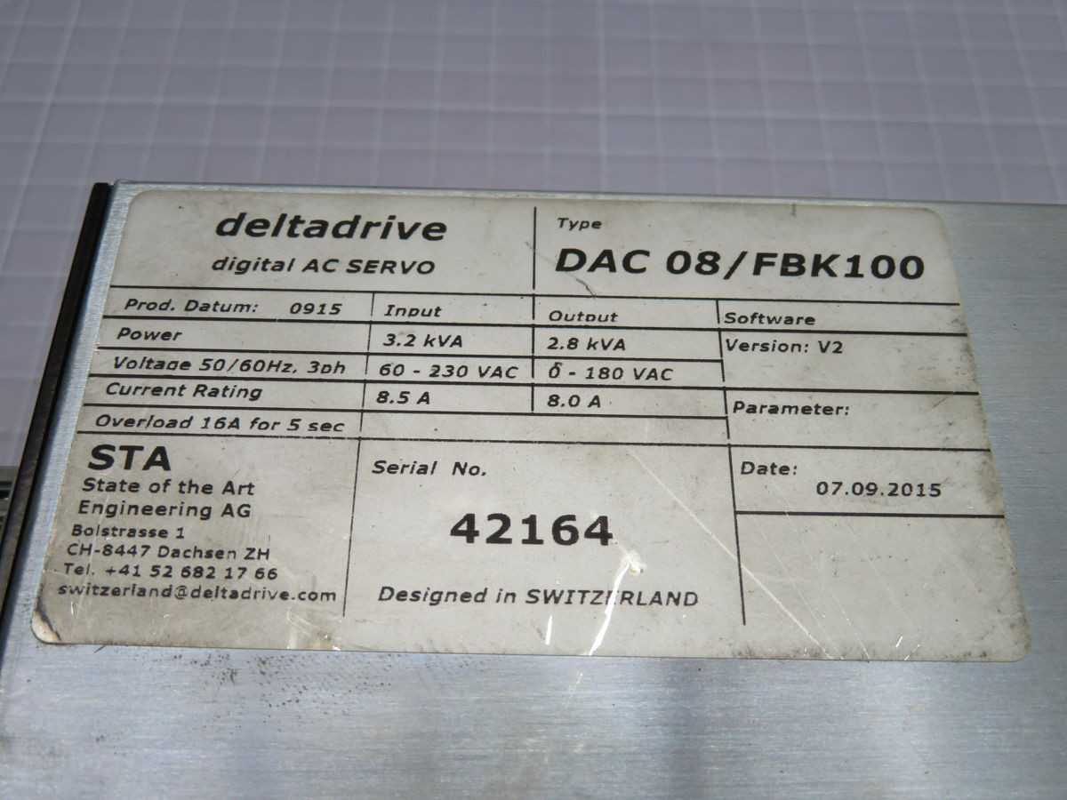 DELTA DAC08/FBK100 DIGITAL AC SERVO DRIVE T255313 - AC VFD DRIVES
