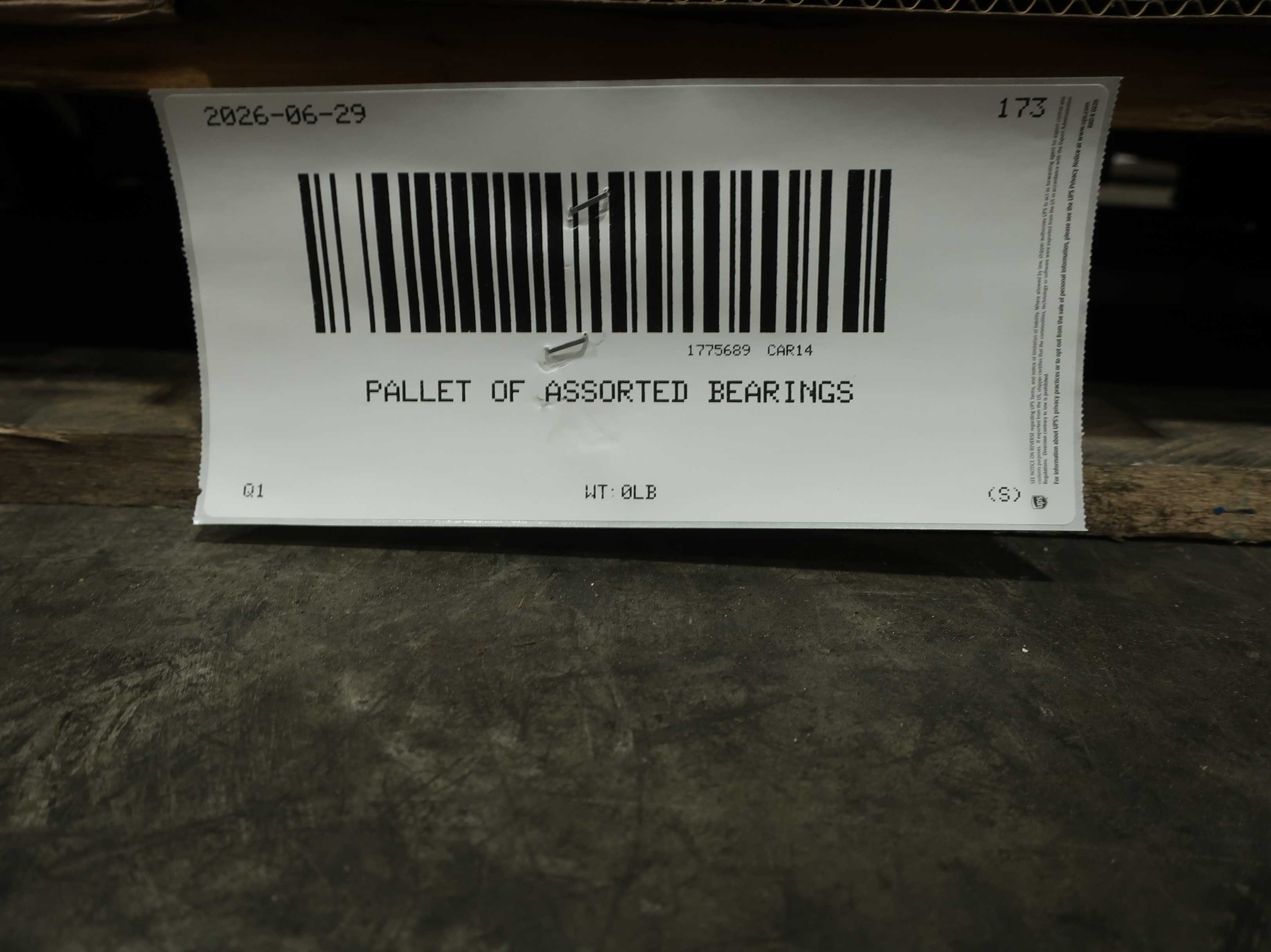 SKU 1775689 - PALLET OF ASSORTED BEARINGS - BEARINGS