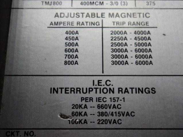 ABB MG-8683 Type MH Circuit Breaker 3P 700 Amp 600V 125/250VDC With Switch - CIRCUIT BREAKERS