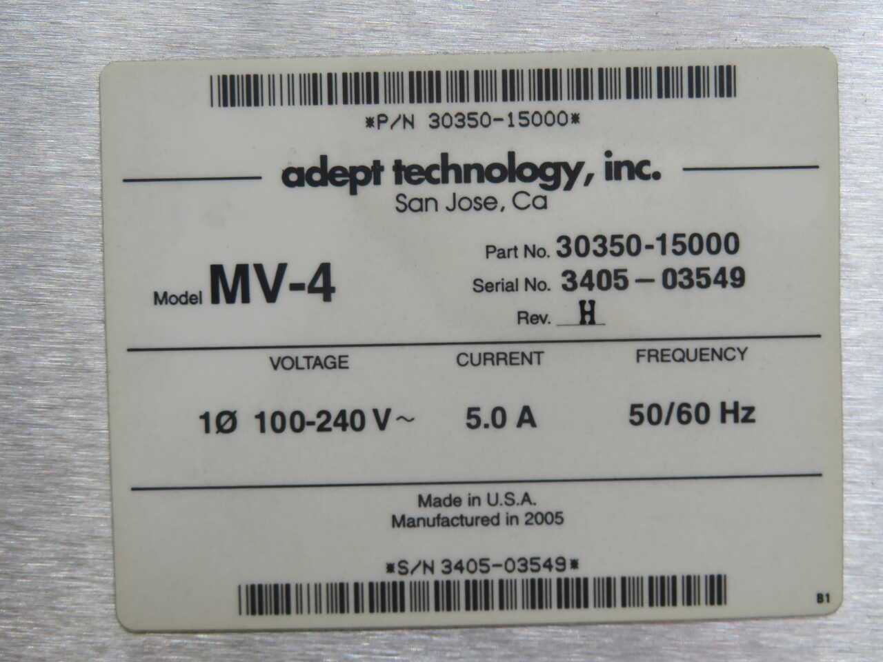 ADEPT MV-4 30350-15000 PLC RACK MODULE T270375 - PLC MODULES